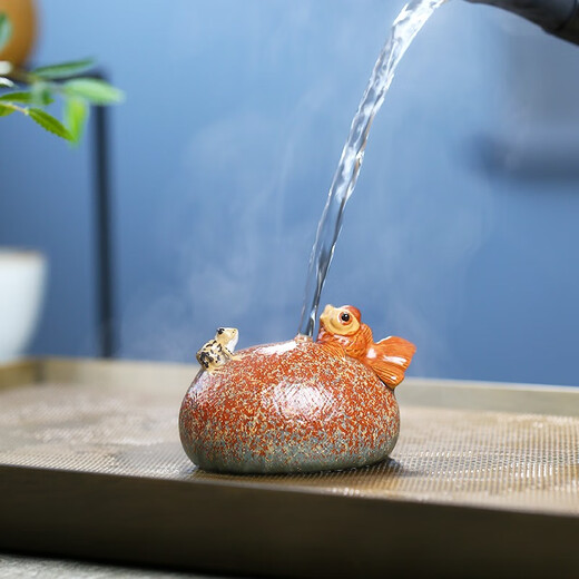 Xishanyuan Yixing original mineral purple mud good luck tea pet ornaments fully handmade household tea ceremony tea table kungfu tea set accessories good luck head