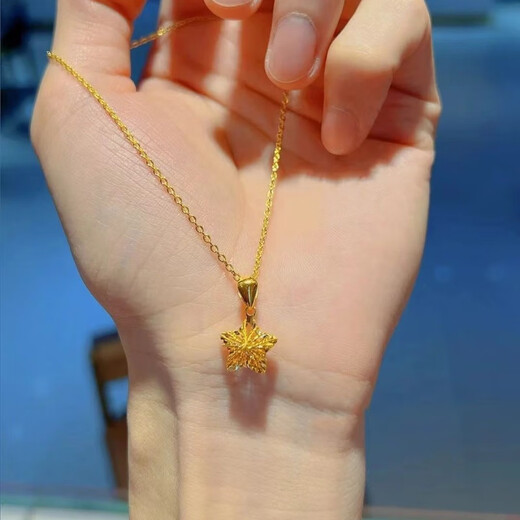 DL 1998 Fat Donglai same style 18K gold pendant Pentagram new 18K gold necklace women's fashion personality hollow star star pendant + o chain