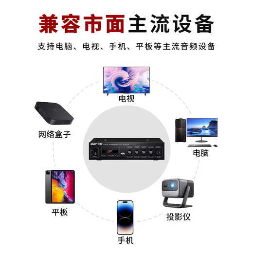先科（SAST）X6 吸顶喇叭音响功放套装 吊顶背景音乐公共广播音箱系统 吸顶套装一拖四