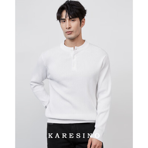 KARESINO autumn and winter high-end business Henry collar sweater slim casual all-match round neck sweater men's base shirt light brown light apricot M M