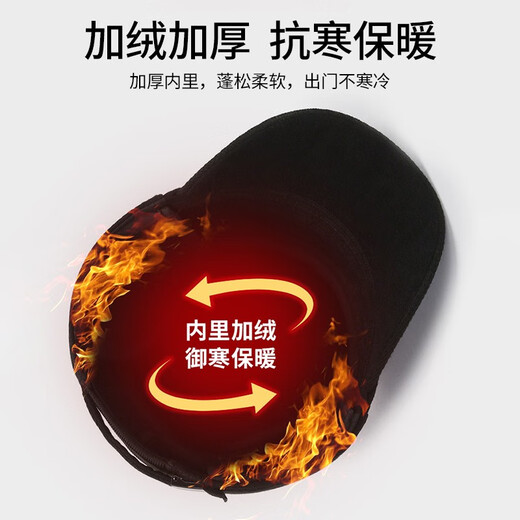 Red Dragonfly middle-aged and elderly men's winter velvet ear protection peaked cap for the elderly, windproof and warm grandfather hat, old man flat cap, velvet and thick ear protection, black, one size fits all, adjustable hat circumference (56-60CM)