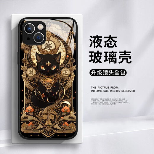 铂礼黑猫手机壳适用vivox100感iQOO12玻璃neo9网红8se全包vivo防摔x80 11972-液态玻璃-质感黑 vivoX100