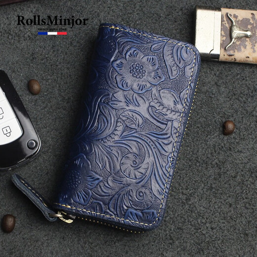 Rolls Minjor Cowhide Car Key Sac Men's Great Cuir rétro Crazy Horse Couiner Change Card Carte Maison de rangement Maison de rangement Femmes Brun 7 * 2 * 12,8 cm