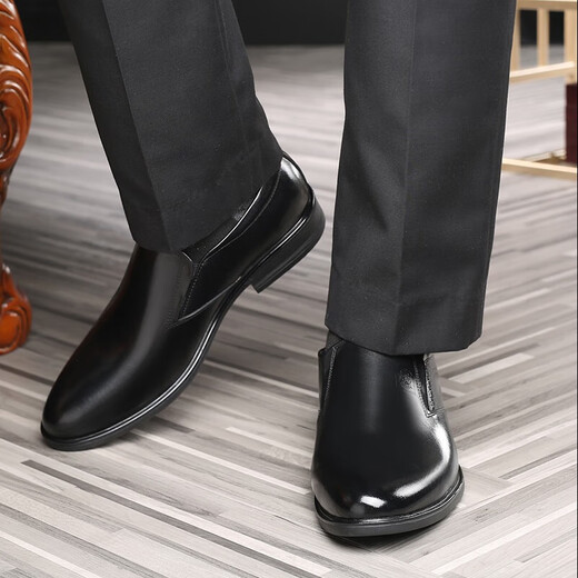 Old man's head 2025 new men's leather shoes business classic genuine leather casual leather shoes one-leg pure cowhide leather shoes men's derby shoes MM80350-1 black 41