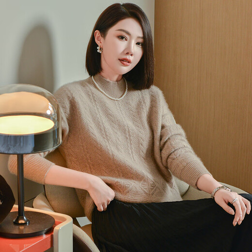Mushi Cardigan Frauen halb Rollkragenpullover 100% reiner Wollpullover Frauen mit Dicke gestrickte Basishemd SS653M Blau Samtfarbe m