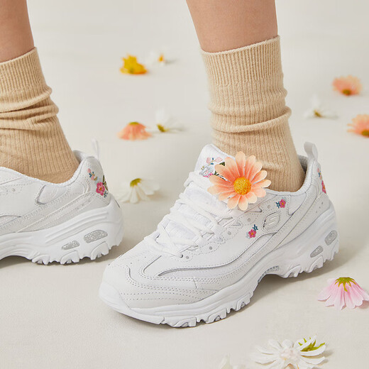 
SKECHERS women's shoes sneakers embroidered panda shoes fashion retro versatile dad shoes thick sole heightened casual shoes 11977