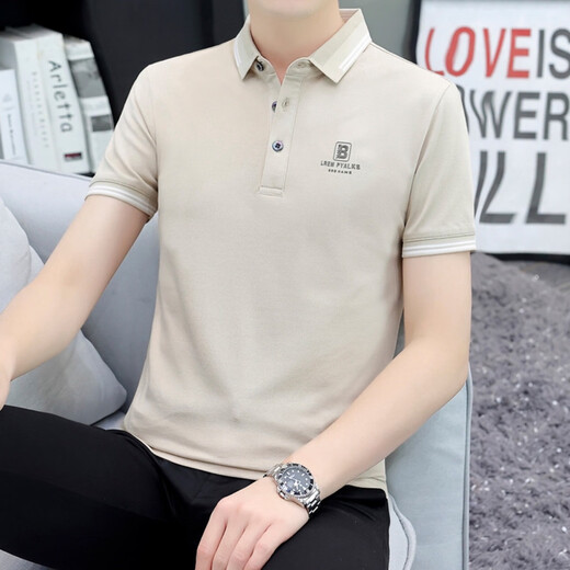 
zzang/ins light luxury high-end brand short-sleeved POLO shirt men's summer new T-shirt loose lapel business casual top A12356 Skylark gray 2XL (recommended 145-165Jin [Jin equals 0.5 kg])