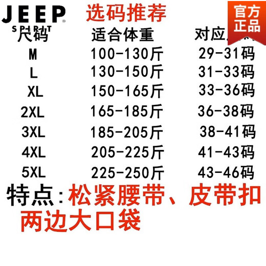 JEEP SPIRIT吉普工装裤子男秋冬季纯棉休闲裤男士宽松直筒潮流多口袋大码男装 9902黑色加绒 M[100-130斤] 均码