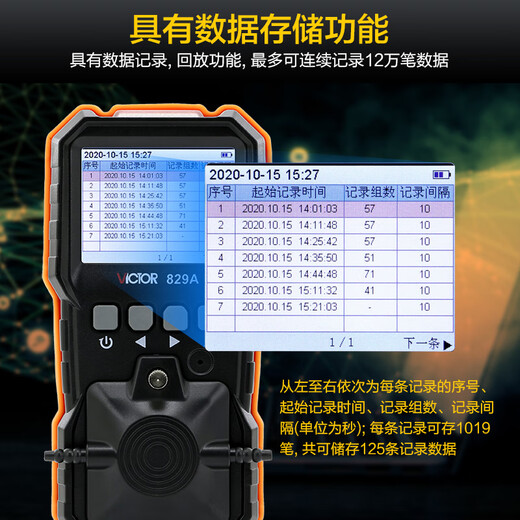 惠利得四合一气体检测仪便携式可燃气体探测报警器有毒有害氧气一氧化碳 VC829A【四种气体.同时检测.彩屏】
