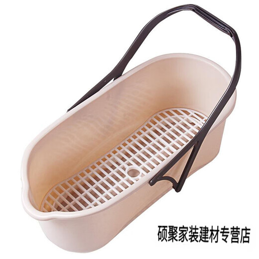 Xiaodeng mop pool thickened plastic mop pool household simple wash mop mop pool with under-drainage HFH large - single barrel + filter plate (khaki color)
