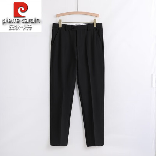 Pierre Cardin Korean Style Small Suit Pants Men's Nine-Point Slim Straight Thickened Casual Pants Men's Drapey Autumn and Winter Velvet Suit Pants Knitted Dark Gray (Style) Velvet 31