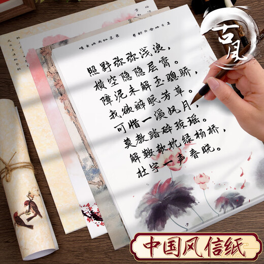 Shantoulin Village Ancient Style Letter Paper and Envelope Set Chinese Style Blank Chinese Art Letter Paper Exquisite Graduation Season Antique Book Plum Blossom XF9755 Set Total 25 Envelopes + 50