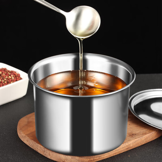 Baijie seasoning jar stainless steel seasoning jar flavor cup with lid seasoning box thickened lard jar seasoning barrel oil basin seasoning jar