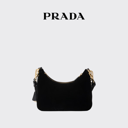 PRADA/Prada Gift Women's Prada Re-Edition Velvet Texture Mini Handbag Shoulder Bag Black