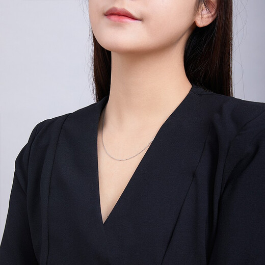 Saturday Fortune (ZLF) PT950 platinum necklace women's classic shiny O-chain adjustable plain chain platinum necklace 1.45g 40cm + tail chain 5cm