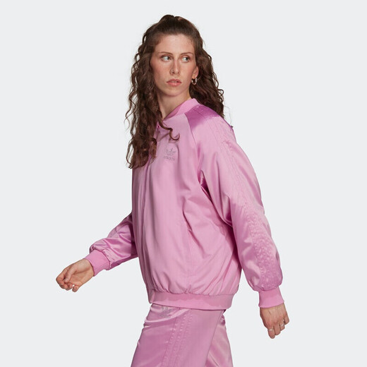 阿迪达斯 三叶草女装运动服宽松透气舒适立领时尚休闲夹克外套 HF9196 淡紫 XS