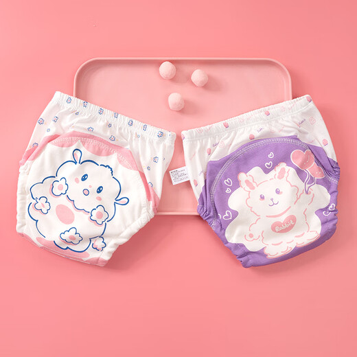 Tianai Yisheng pure cotton toilet training pants for summer men and women babies and children can wash underwear, urine separation and diaper diaper pants (2 packs) Pink Rainbow + Little Rabbit M (12-20 months) 16-26Jin [Jin equals 0.5 kg]