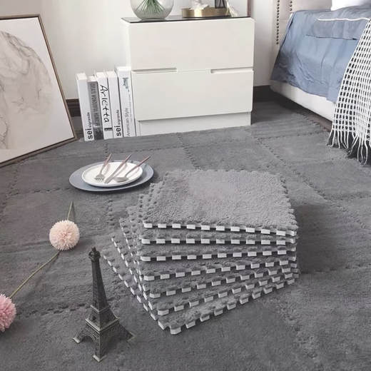 Yu Dingfu plush bedside splicing carpet bedroom room full household foam floor mat gray 10 pieces 30x30 gray 30*30*1cm