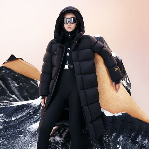Govan black gold goose down jacket with nautical function 3.0 eight grid unisex long winter down jacket black M