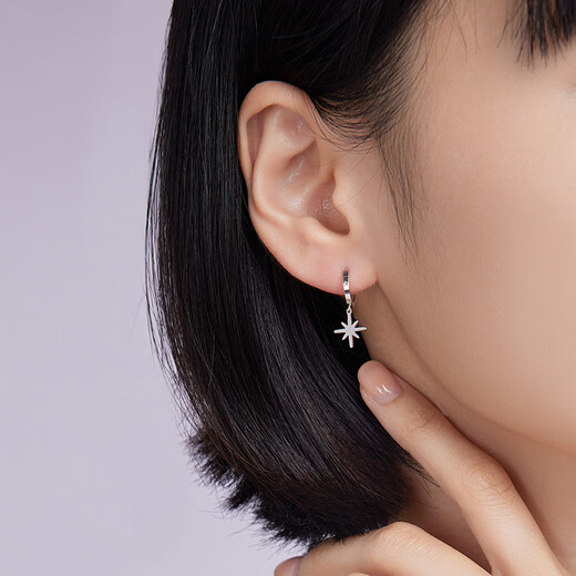 Liuguifu Jewelry Platinum Earrings Women's PT950 Earrings Snowflake Earrings Christmas Birthday Gift 2.10g