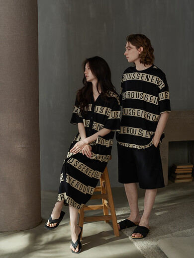 Tonyu (Tongyu) Tonyu Ehepaar Pyjamas Sommermodal Baumwoll Frauen kurzärmelige Nachthemd kann an den Außenanzugsanzügen und Hauskleidung Herren M3899 L 170 Männer getragen werden
