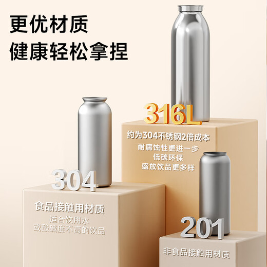 SUPOR thermos cup 316L stainless steel thermos water cup portable male and female student large capacity obsidian black 316L inner tank + tea filter 520ml