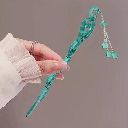 Ancient Nai White Snake Origin Hairpin Xiaobai Same Style Chinese Style Cartoon Bead Hairpin Tassel Step Shake Hairpin Ancient Style Green Hairpin White Snake Floating Hairpin