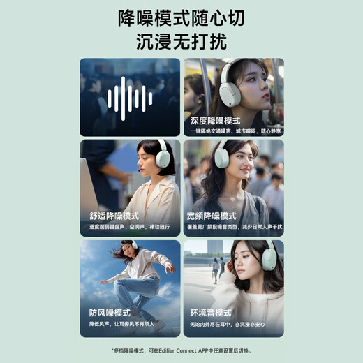 Edifier (EDIFIER) W830NB head-mounted active noise reduction Bluetooth headset, Bluetooth 5.4, 96h long battery life, spatial sound effect, double gold label certification, mint green, New Year gift