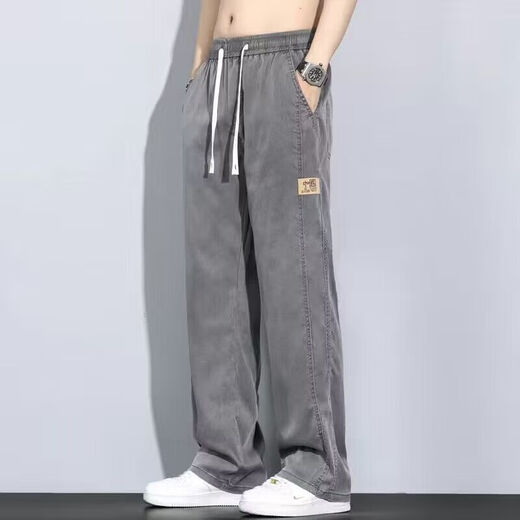 兰芙伦冰丝牛仔裤男夏季薄款 冰丝牛仔裤男夏季薄款天丝牛仔裤男士宽松 1049黑色 天丝薄款 S  建议80-90斤