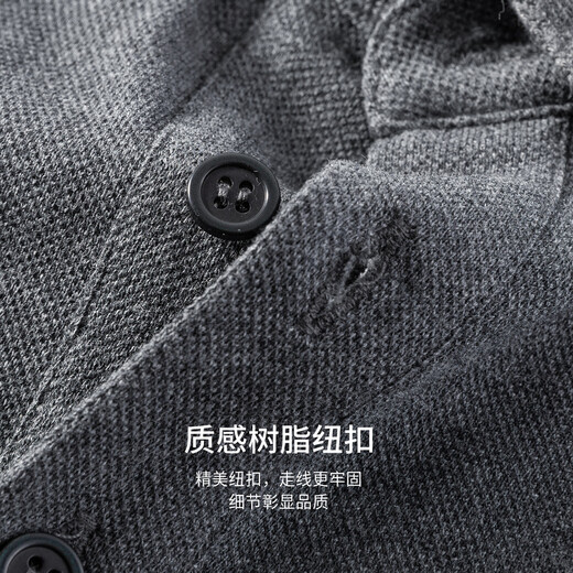 Shanshan 100% cotton T-shirt men's long-sleeved spring and autumn business casual solid color commuter lapel smooth embroidered bottoming shirt