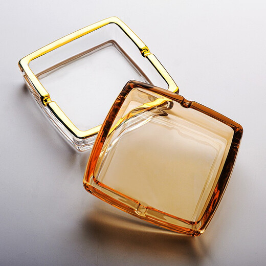 Manwei household windproof ashtray office business ashtray creative personality living room small simple glass ashtray bedroom anti-fly ash amber + transparent