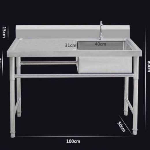Yuruo commercial stainless steel sink sink vegetable basin with workbench cleaning outdoor simple 1.2 meter wash basin double basin extra thick 175*60*80 double basin left flat plate