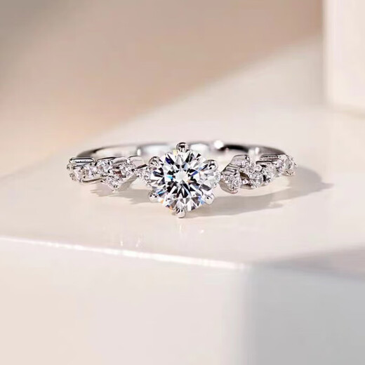 AVHE platinum galaxy diamond ring for women with big round buds and snowflakes, cultivated diamonds, real diamonds, D color, VVS wedding gifts for Chinese Valentine's Day. Galaxy diamond ring, platinum - 20 points, main diamond, D color, 9-20 rings optional, contact notes