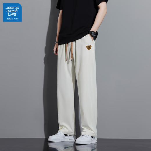 JEANSWEST LIFEJEANSWEST casual pants men's autumn straight loose sports pants summer men's trendy men's pants easy to wear dark gray BY274 2XL