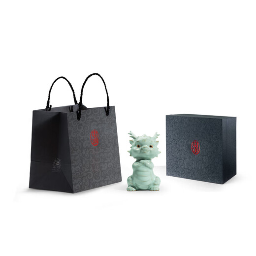 Dongdao Ruyao Henan Heritage Tea Pet Dragon Year Zodiac Ornament Opening Piece Can Raise High-end Ceramic Kung Fu Tea Set Gift Box Jade Dragon Sky Blue
