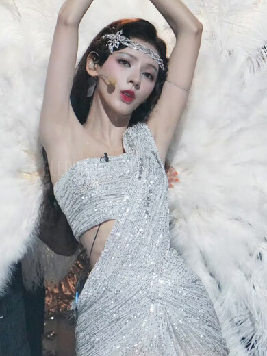 Yingtang Mid-Century Gatsby Style Sparkling Diamond Tassel Headband Accessible Luxury Niche High-end Cord Silver