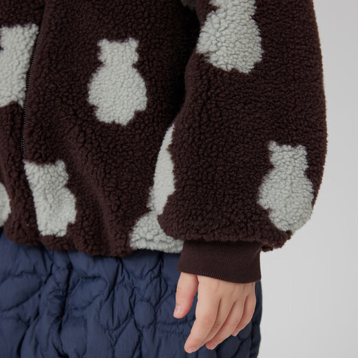 Jnby by JNBY Parent-child clothing Jiangnan Buyi children's clothing autumn knitted jacket cute ears hooded boys and girls 1N9A12940 900 brown color mixed 170 cm (adult)