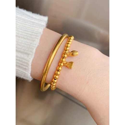 Mu silk sand gold bracelet simulates the joy of two generations bracelet gold ancient method inheritance does not fade women's 925 wedding jewelry two generations of joy bracelet.&