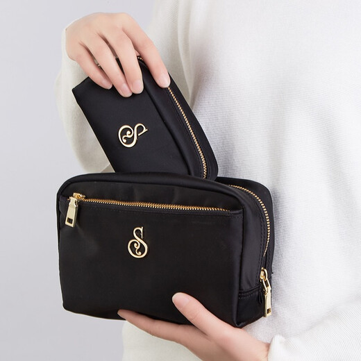 Diversity House Cosmetic Bag Women's Portable Storage Bag Travel Toilet Bag Liner Bag Lipstick Bag Men's Business Trip Waterproof Black/Small 16*7*9cm