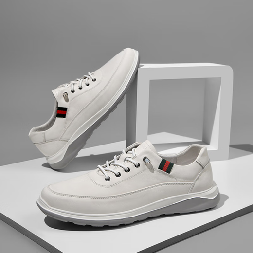 MELLEN high-end brand men's shoes new first-layer cowhide lightweight non-slip business casual leather shoes men's breathable sports sneakers black litchi pattern 39