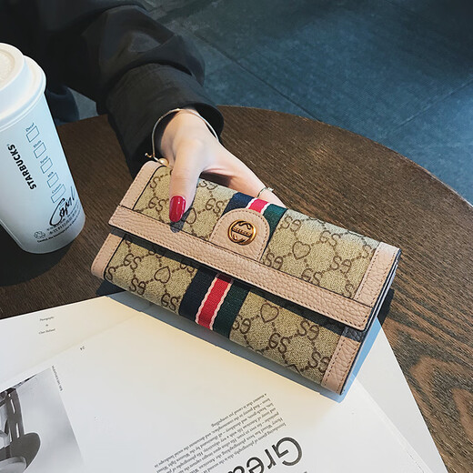 Kuqidaishu bag (kuqidaishu) bag Frauentasche 2025 Neue Frauen Brieftasche Frauen Langdruck gedruckter Geldbeutel Frauenmodentrend lässiger vielseitiger Tasche Schwarz schwarz