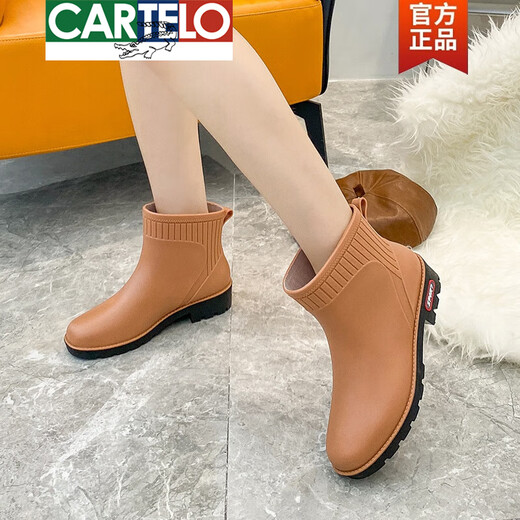卡帝乐鳄鱼（CARTELO）高档雨鞋韩版水鞋外穿防滑雨靴厨房胶鞋时尚防水女士加绒女款保暖 紫色-XD699-单鞋款 标准码 提示单鞋款为运动鞋码