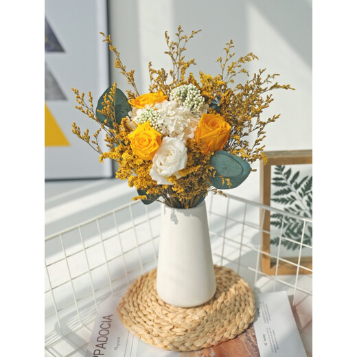 永生花天然真花风干轻奢干花束芦苇干花客厅餐桌装饰摆设件 A973(不含瓶) 干花包