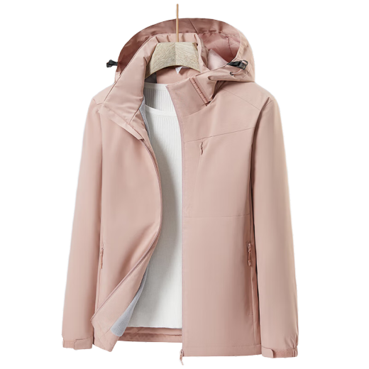 Simboo autumn and winter new outdoor soft shell jacket for women plus velvet warm jacket for men men's jacket sports windproof jacket for waterproof 9930S kiln powder - women [solid color] M