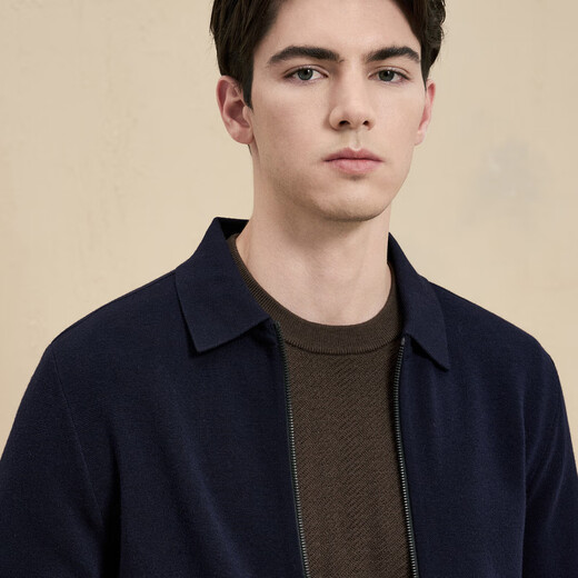 EMZ Ordos ultra-light wool autumn and winter men's knitted lapel warm skin-friendly coat sweater cardigan