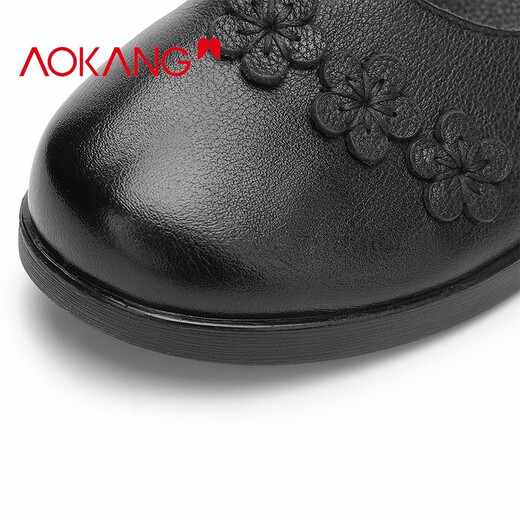Aokang women's shoes spring new non-slip comfortable single shoes shopping mall same style black 1212321129 35