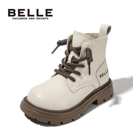 Belle Kinderschuhe Mädchen Martin Boots 2023 Herbst neue Single-Boots-Jungen Britische Stiefel Kurzstiefel Kinder All-Match Leder Stiefel Vanille-Danli de3882 27
