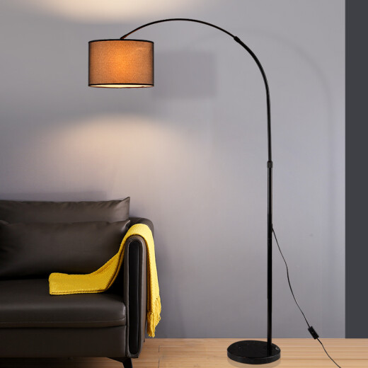 V-POWER American fishing lamp floor lamp led Nordic creative modern simple with three-color light source living room study bedroom bedside floor-standing vertical lamp comes with 12W three-color light source black cover T-6001-B1