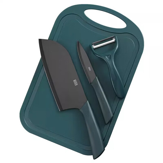 Planche à découper et couteau de cuisine, ensemble complet de couteaux, couteau d'office, couteau à fruits, planche à découper pour dortoir, cuisine dortoir maison, couteau de cuisine tranchant et ultra rapide, planche à découper, couteau à fruits, ensemble de 3 pièces