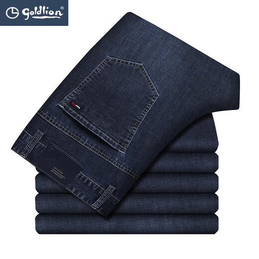 Goldlion 2024 Frühlings- und Sommer-Jeans für Männer für Männer mit mittleren Alters, die hohe Qualität hohe Qualitätshosen dünn B-3882 Zhonglan 30